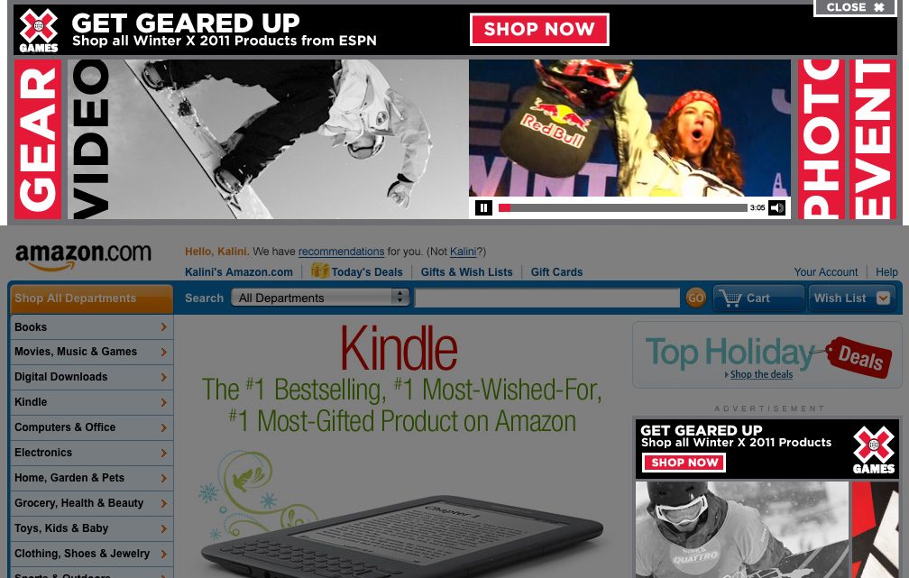Winter X Games Amazon Homepage Takeover Expanded Marquee - Videos