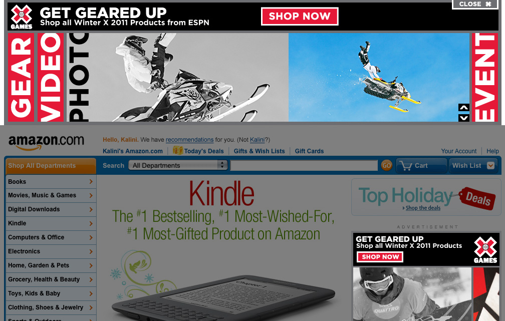 Winter X Games Amazon Homepage Takeover Expanded Marquee - Photos