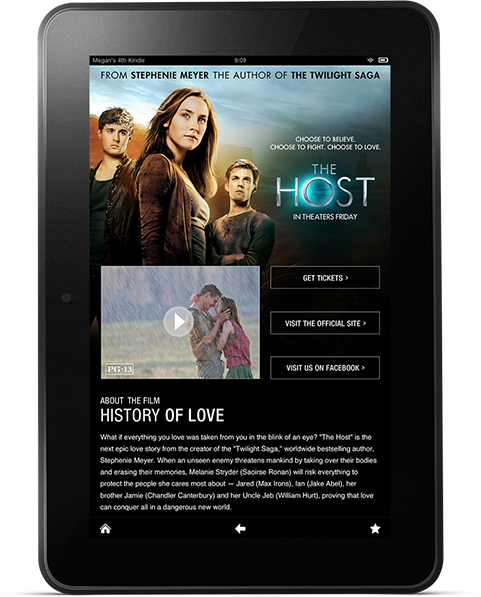 The Host Portrait Kindle Fire Landing Page