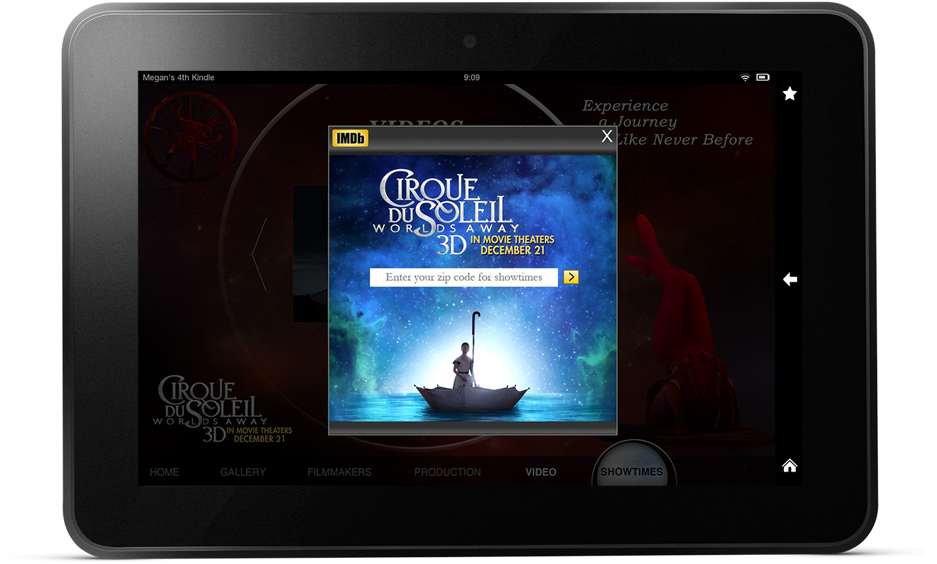 Cirque Du Soleil Landscape Kindle Fire Showtimes Page